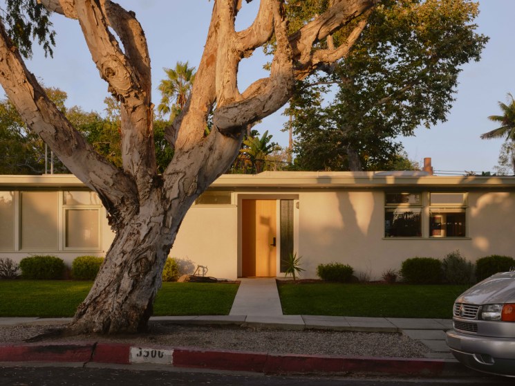An exterior shot of an LA bungalow.