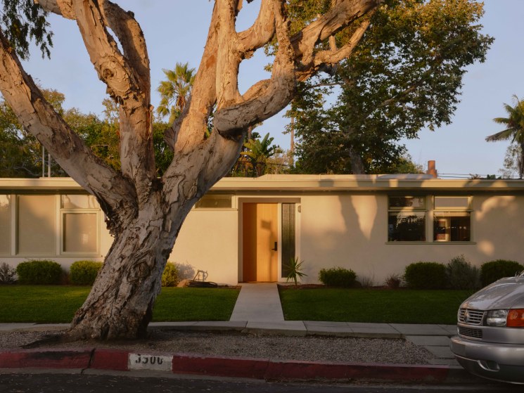 An exterior shot of an LA bungalow.