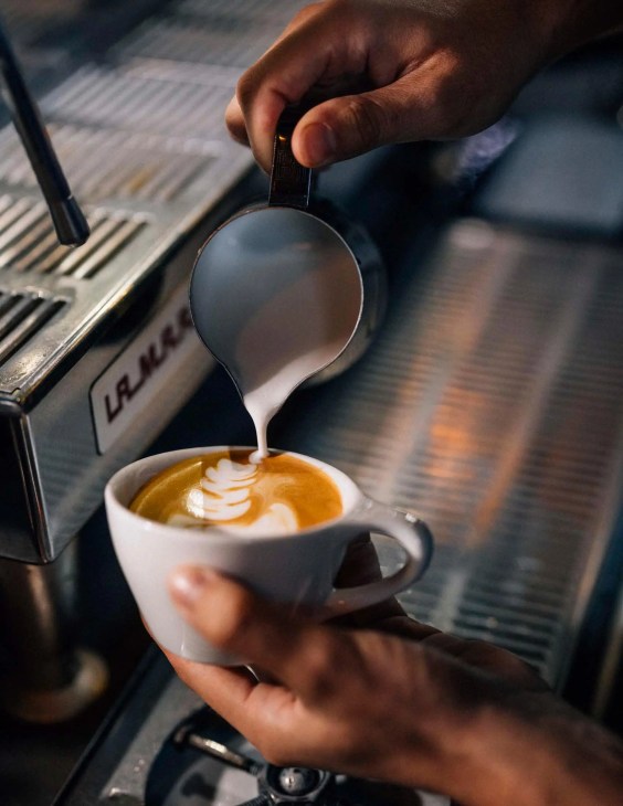 Coffee being prepared at the Imperial Moto Café.