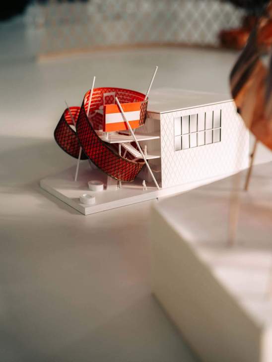 An architectural model of the Austria pavilion for Expo 2025 in Osaka.
