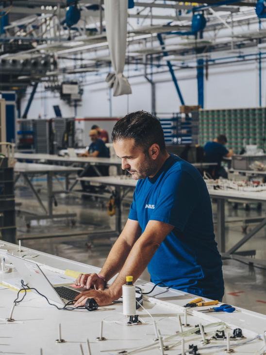 Engineer working on an Airbus