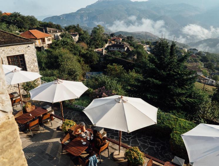 View from Salvia restaurant in Aristi, Greece