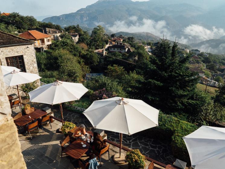 View from Salvia restaurant in Aristi, Greece