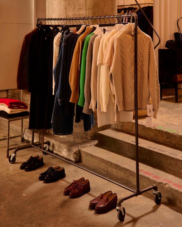 ensemble selects on a clothing rack
