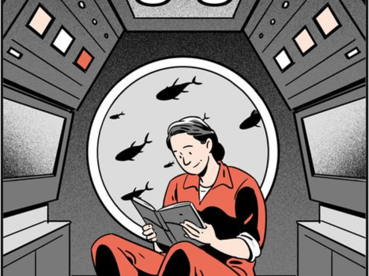 illustration of navy officer sitting in a submarine