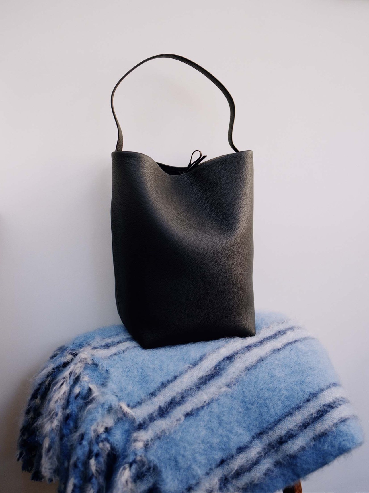 Black leather bag