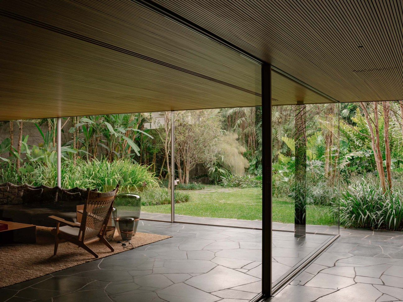 Modernist house with wide windows