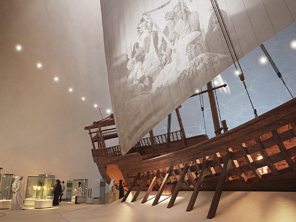 An interior shot of the Zayed National Museum in Abu Dhabi.