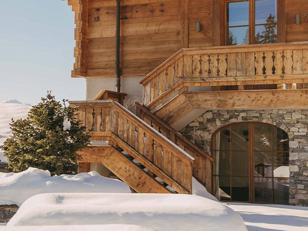 An exterior shot of the Lecrans hotel in Switzerland.