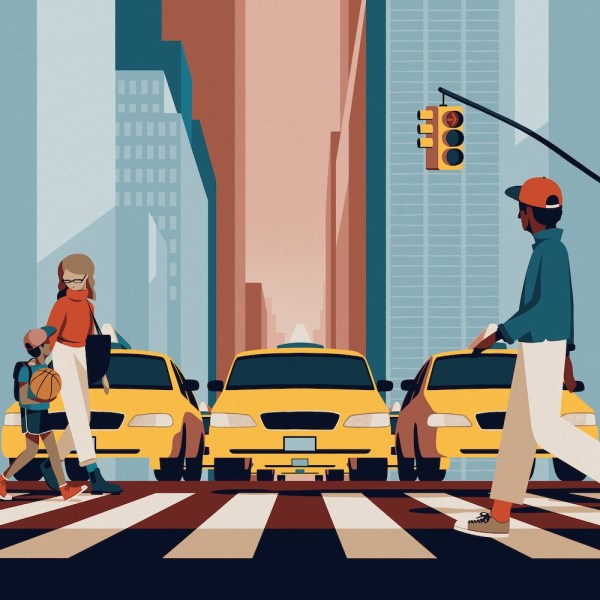 illustration of new york yellow taxis