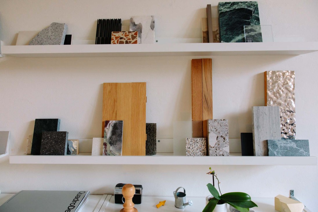 Samples of materials at Aim Studio's space