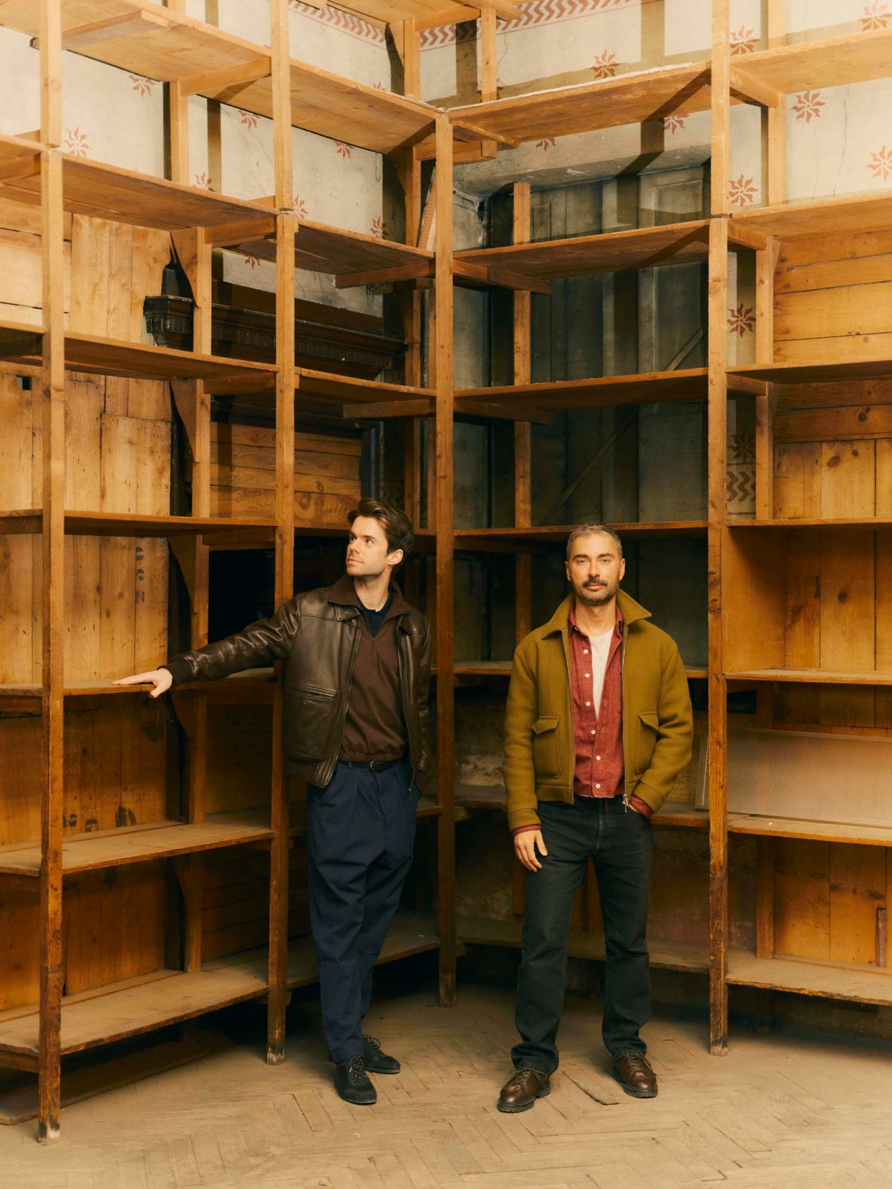 Colin King and Robert Wright from Beni rugs in their Milan Design Week space