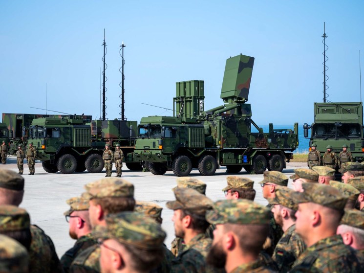 Germany's first IRIS-T SLM medium range air defence system is seen at the military base camp in Todendorf, northern Germany, on September 4, 2024. The German military put into service on September 4 its first IRIS-T SLM medium range air defence system, which has already been supplied to war-torn Ukraine to intercept Russian rockets, drones and missiles. (Photo by Daniel Bockwoldt / AFP) (Photo by DANIEL BOCKWOLDT/AFP via Getty Images)