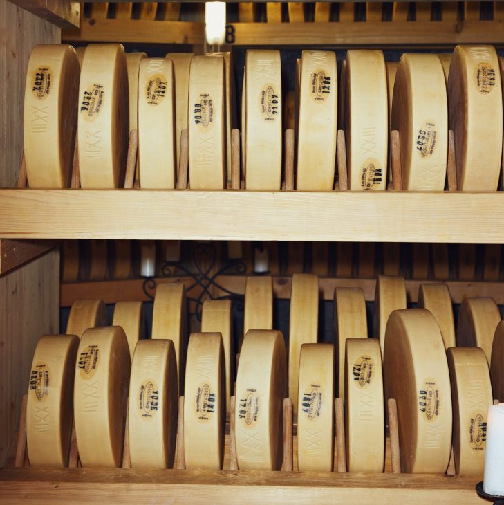 An array of cheeses.