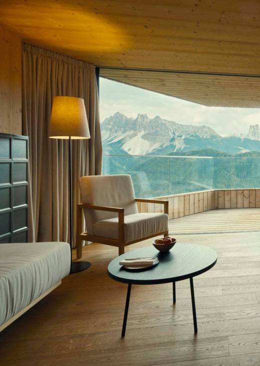 A bedroom with a view at Forestis.