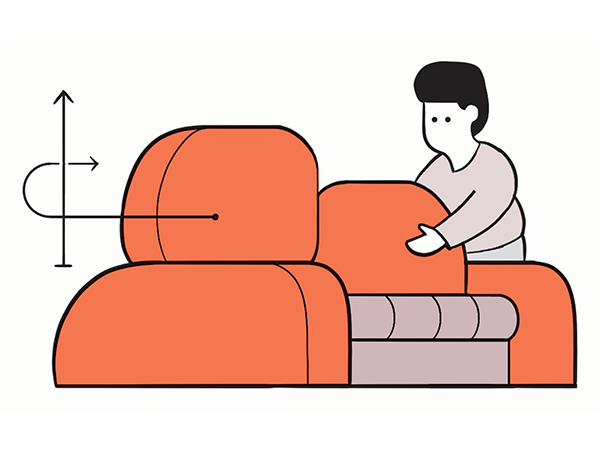 Illustration of furniture being arranged.