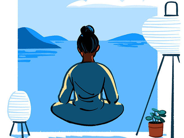 Illustration of a person achieving levitation.