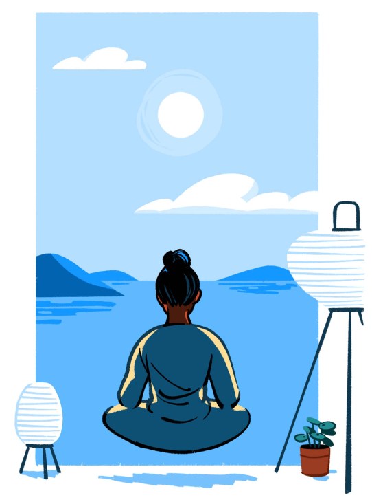 Illustration of a person achieving levitation.