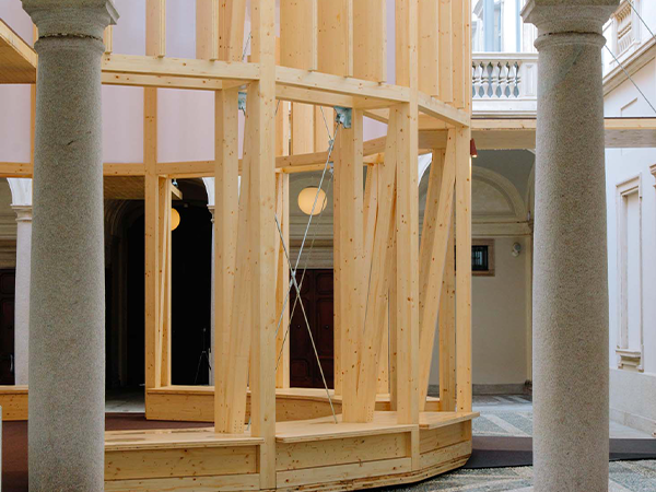 Temple-inspired pavilion at Palazzo Citterio designed by Mario Cucinella