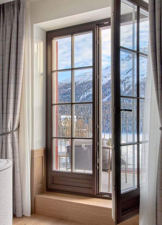 A view onto a balcony at Grace La Margna St Moritz.
