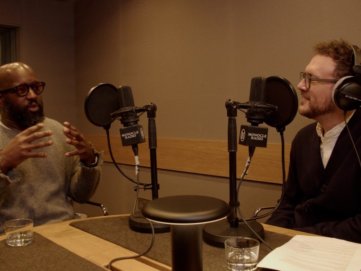Dumi Oburota being interviewed by Tom Edwards.