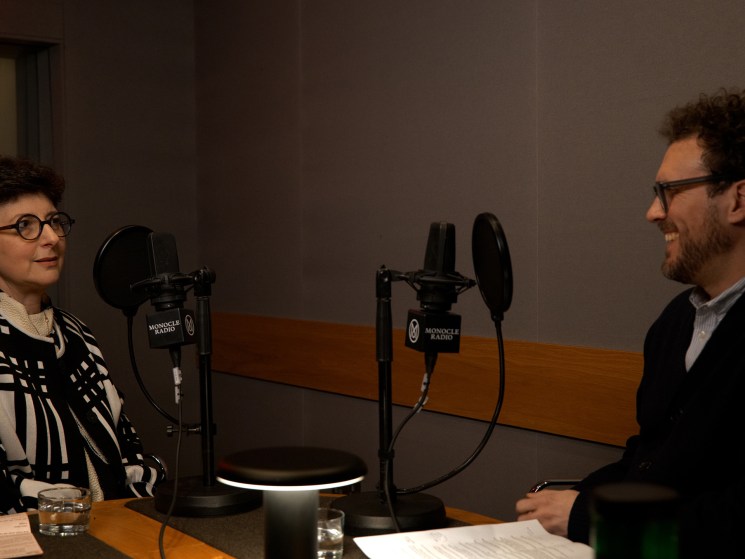 Julia Hobsbawm being interviewed by Tom Edwards