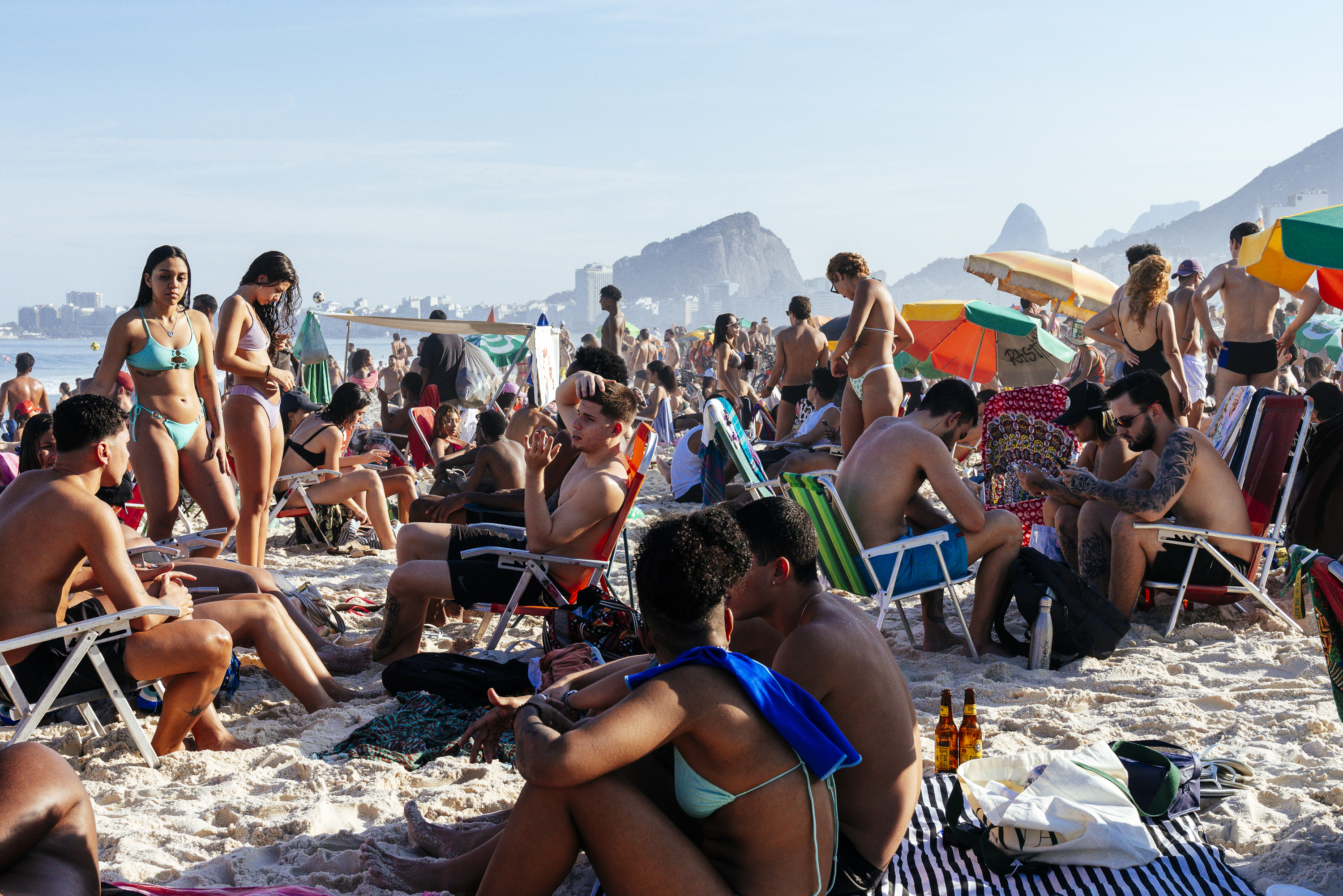Beach goers in Rio de Janeiro
