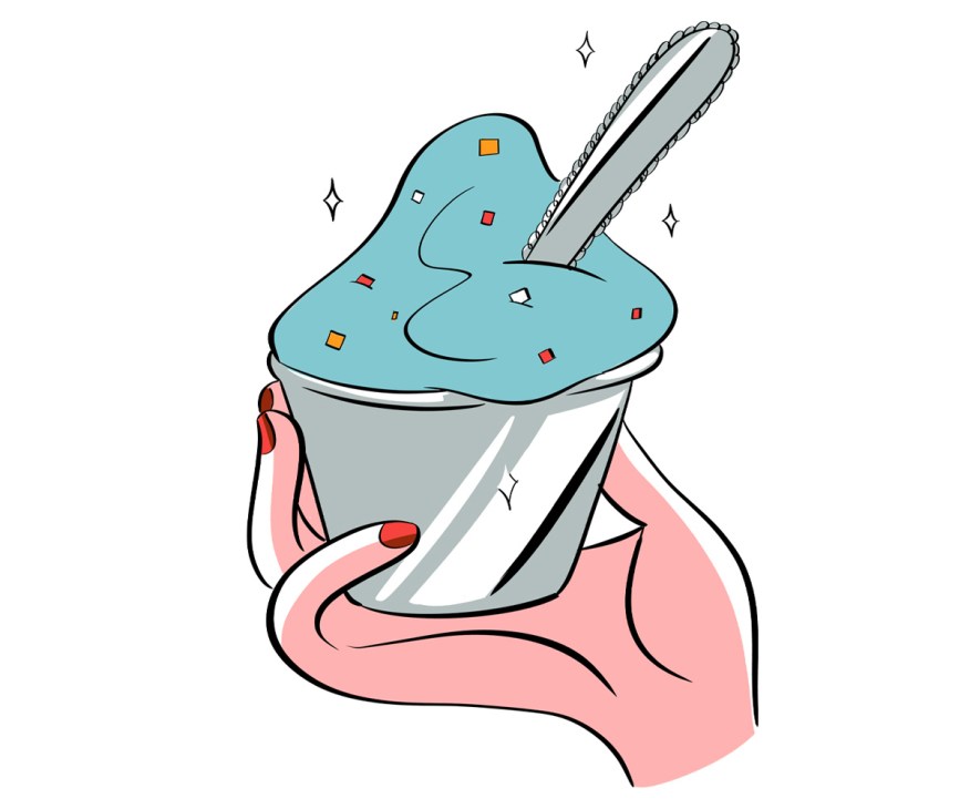 An illustration of an ice cream tub