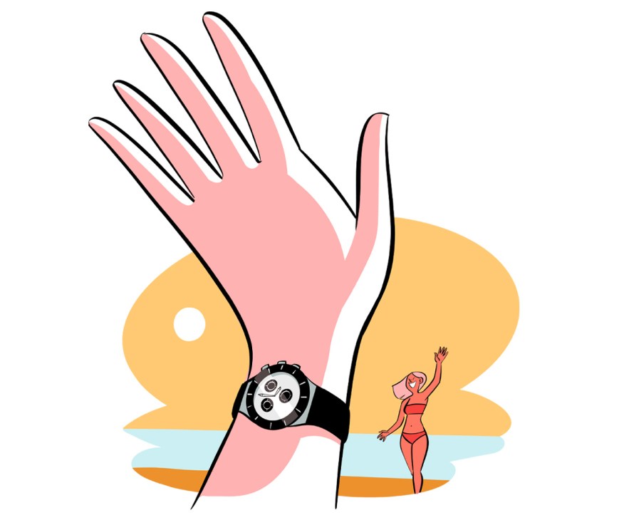 An illustration of a hand waving at somebody in the distance