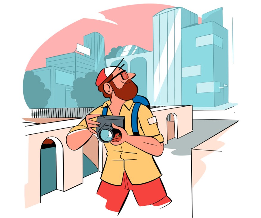 An illustration of a man holding a camera