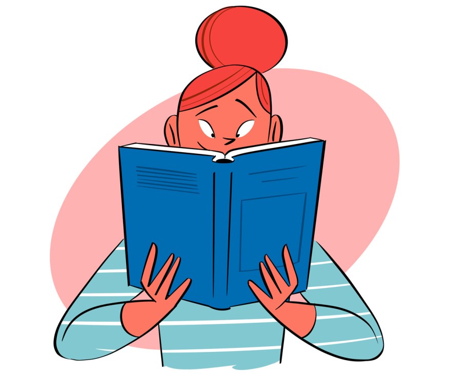 An illustration of a person reading a book