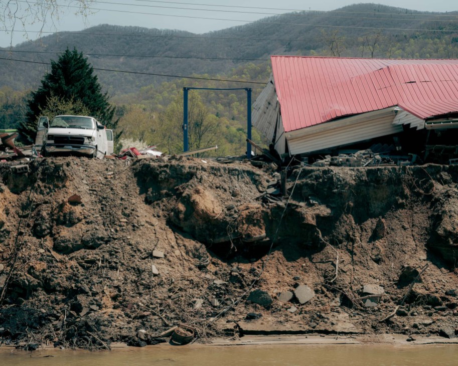 The crumbling banks of the Swannanoa river