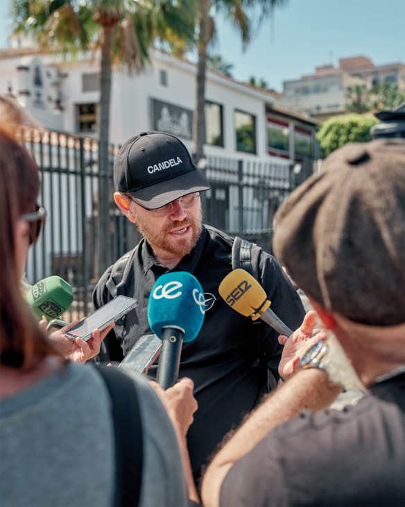 TV crews interview Gustav Hasselskog