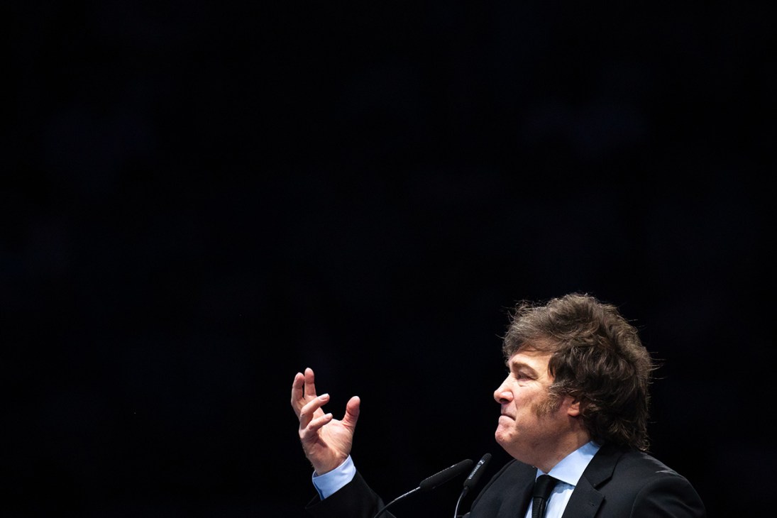 Milei speaking at the Madrid Economic Forum