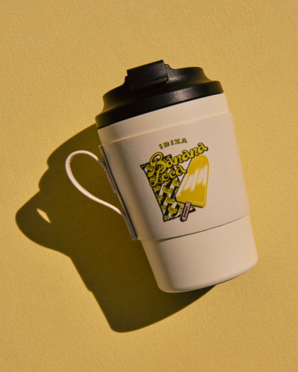A disposable branded coffee cup