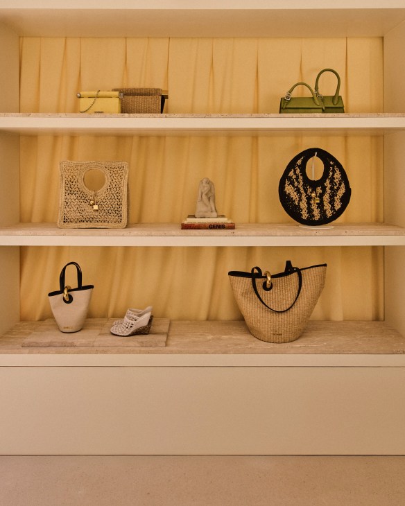 Accessories on display at Jacquemus’ boutique at Casa Jondal, Ibiza
