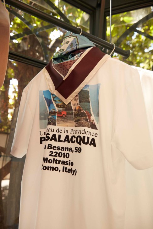 A t-shirt on a clothing rail at Hotel Passalacqua