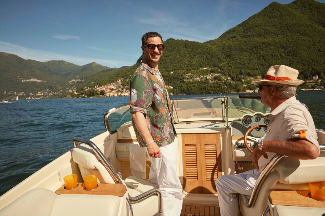 Andreas Palm on a boat on Lake Como