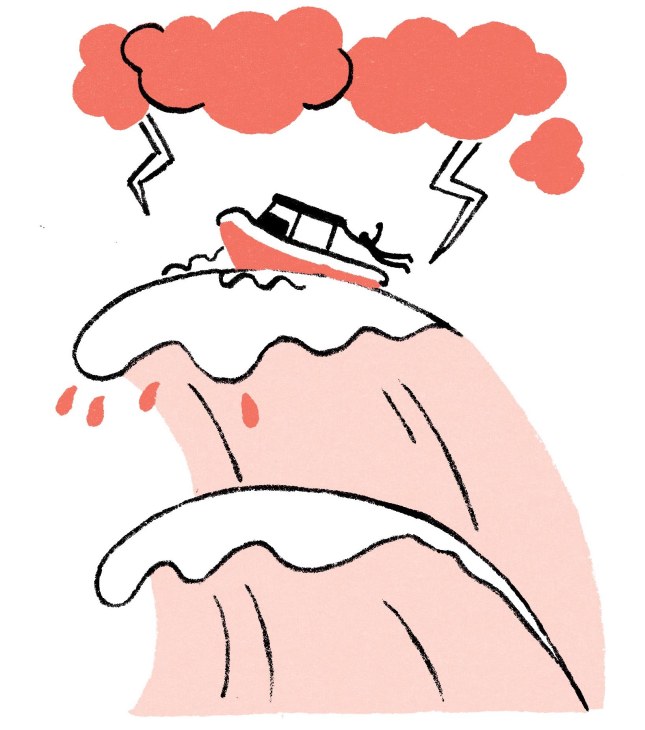 Illustration of a boat on waves