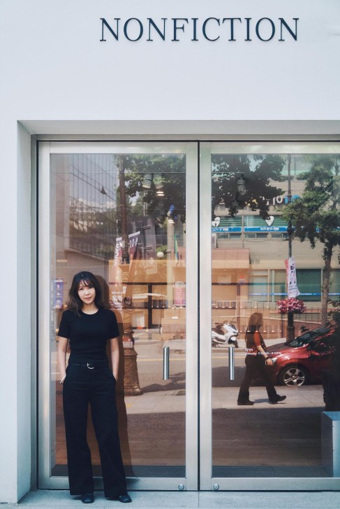 Cha Haeyoung outside her Nonfiction store