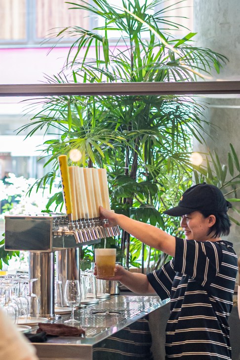 Bar staff pouring a drink