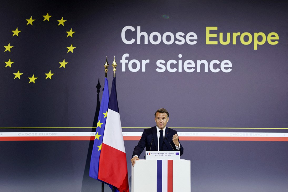French President Emmanuel Macron at the Choose Europe for Science in Paris, in May 2025