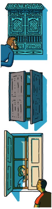 Illustration of window shutters