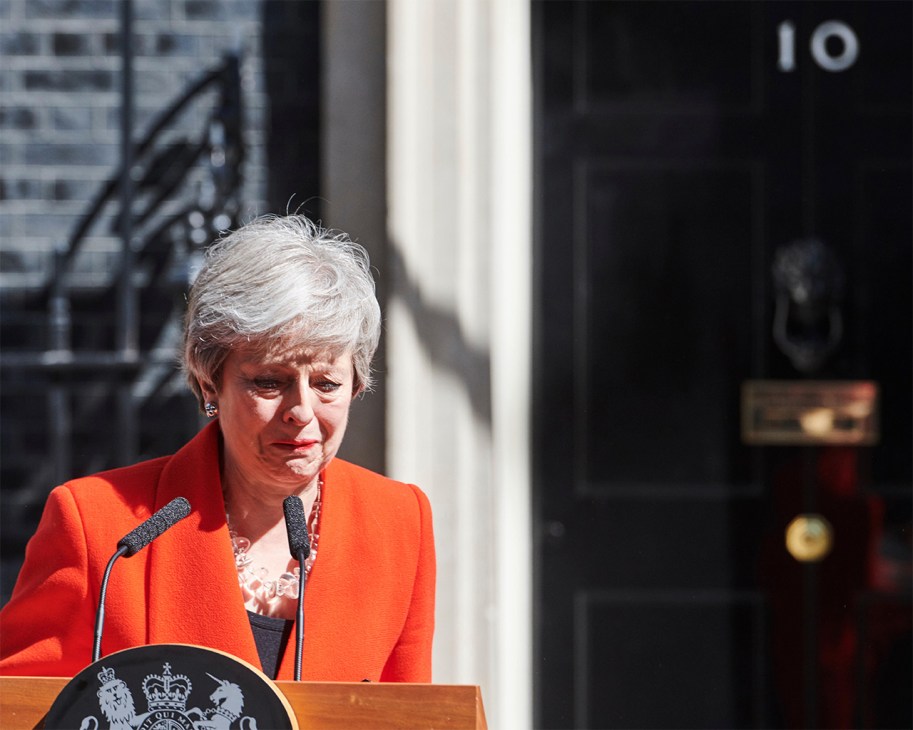 Former UK prime minister Theresa May during her resignation speech