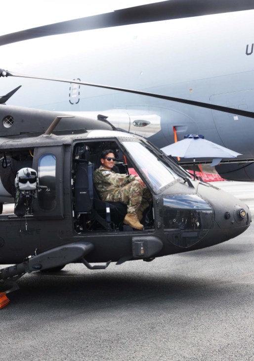 Man in helicopter