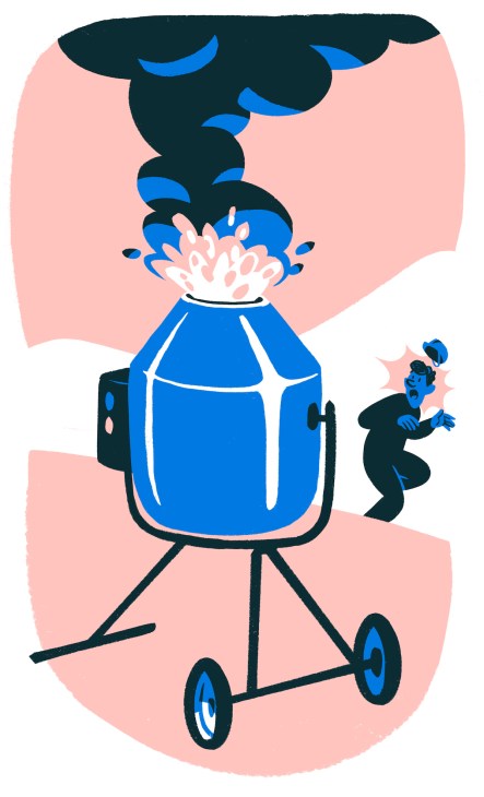 illustration of man running away from molten lava