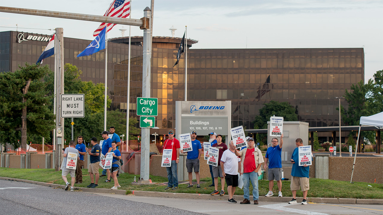 Boeing defence workers go on strike in the latest blow to aviation giant