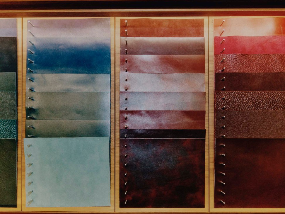 Leather samples at John Lobb HQ
