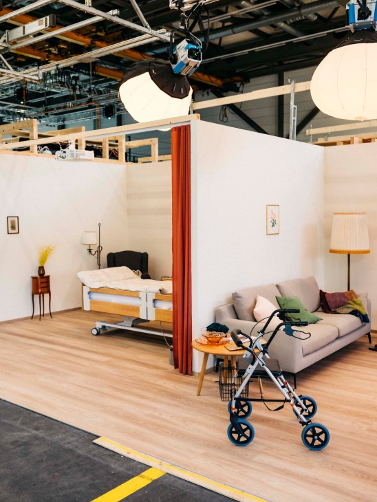 Mock rooms with a bed and sofa