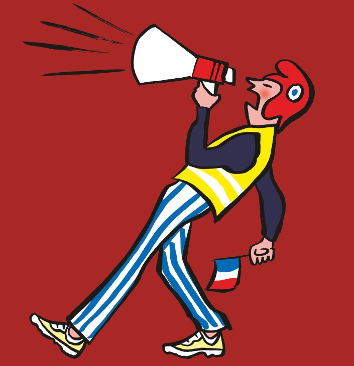 Illustration of French gilet jaune protesting